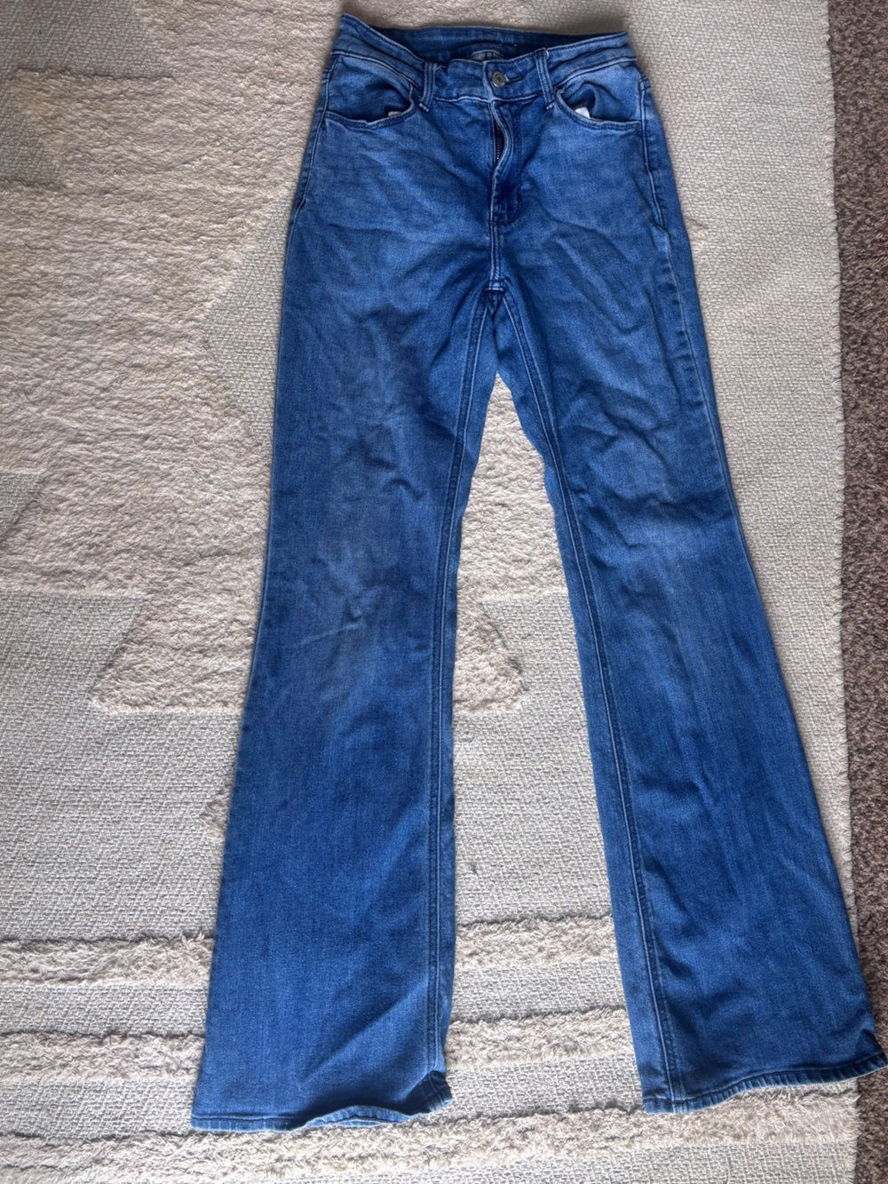 Blue Denim-Look Leggings - Stretchy Knit Pants